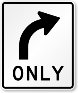 right turn only sign x r3 5r